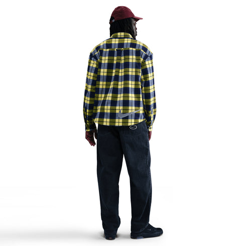 Nike Sb Flannel Koston Ls Shirt Chemise - Midnight Navy / Yellow - Streetart.fr